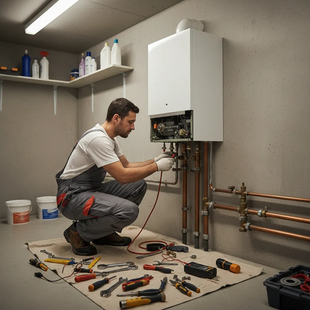 Expert boiler repair technician providing maintenance tips to customer