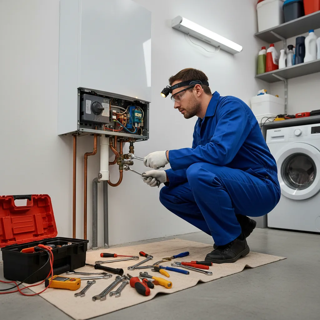 Gas Safe registered engineer performing boiler repair